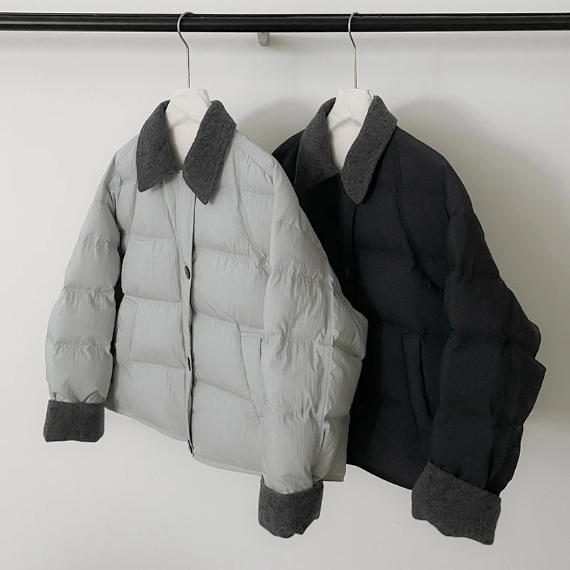 卡莲格/韩系翻领撞色拼接棉服外套女冬季新款棉袄羽绒手塞棉棉衣