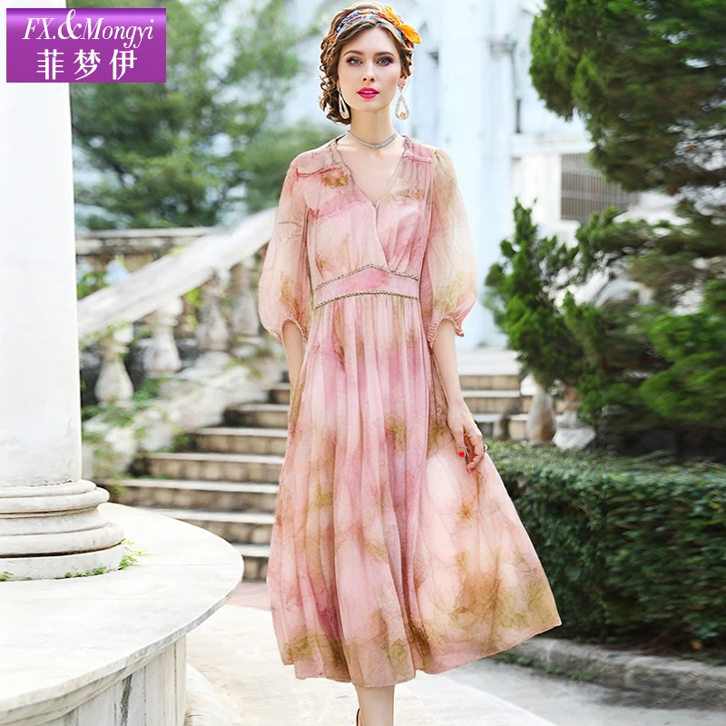 菲梦伊新款100%桑蚕丝时尚连衣裙62959
