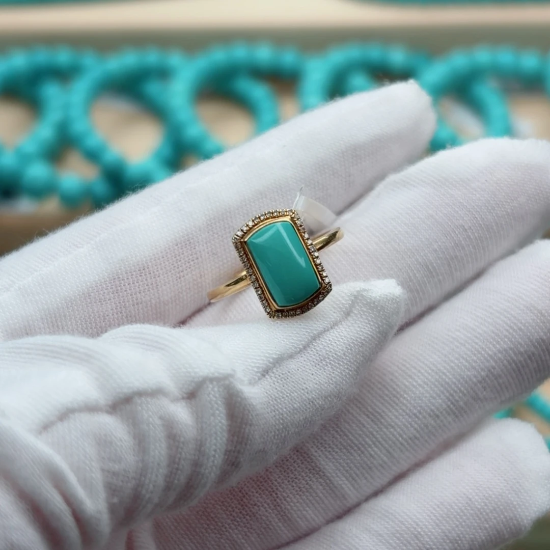 绿松石18K金镶嵌珠宝奇石