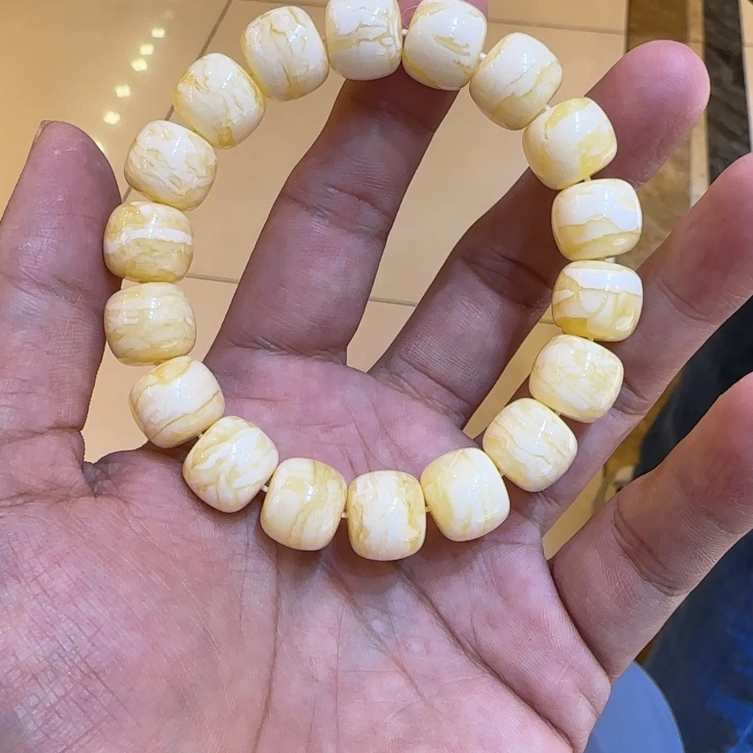 酒***心蜜蜡未镶嵌裸石13mm虎皮老型手串