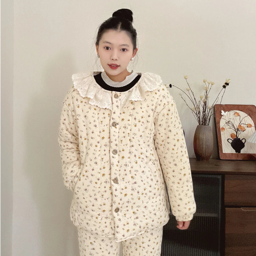 新疆棉【茶语】套装300g棉衣棉服家居服加厚保暖冬季