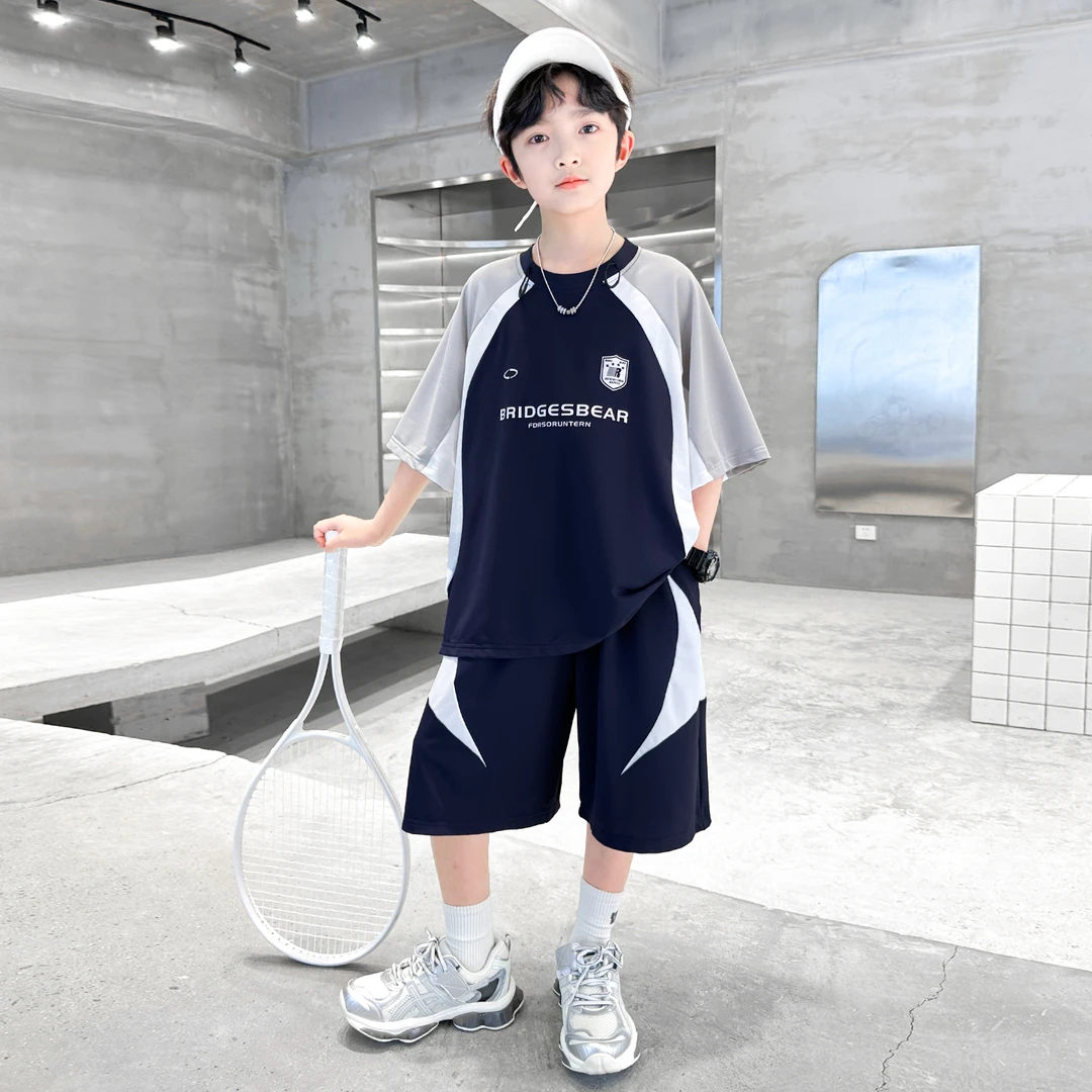 男童夏款套装2025新款夏季字母印花男孩夏装两件套【百岁童】B5336