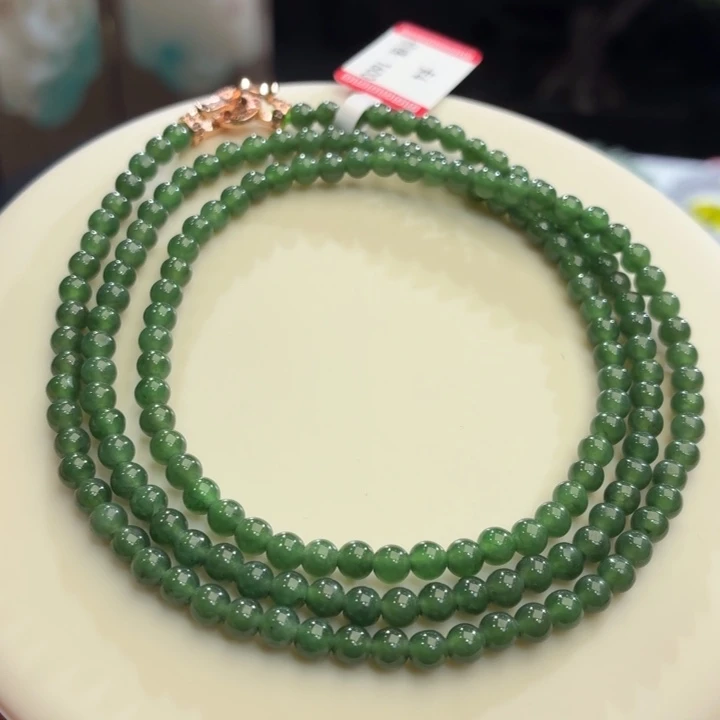 翡翠未镶嵌手链冰胶波菜卡4