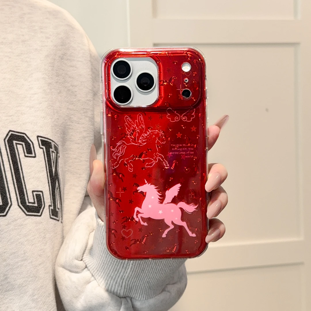 【包相机键】红色小飞马适用iPhone17promax苹果16/15/14手机壳卡通