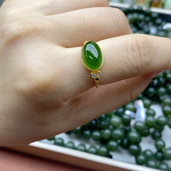 和田玉银S925镶嵌戒指