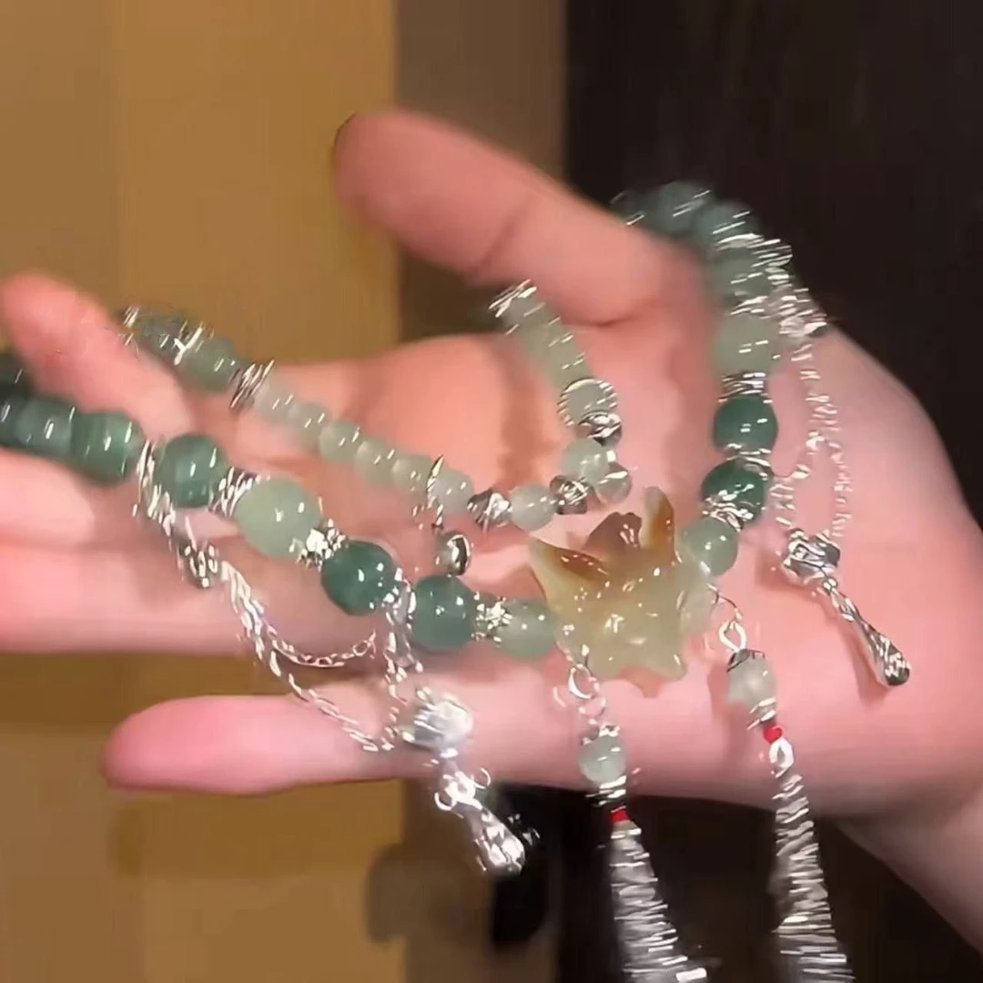 合金手链 新中式爆款长款双圈手串中式美灵狐手链可叠戴东方美感