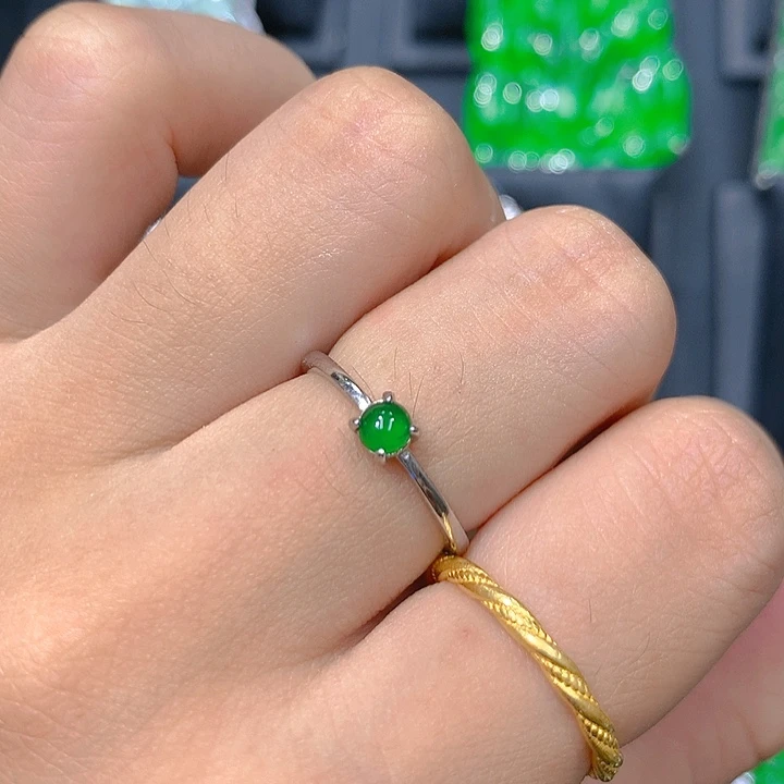 银S925镶嵌戒指翡翠元气