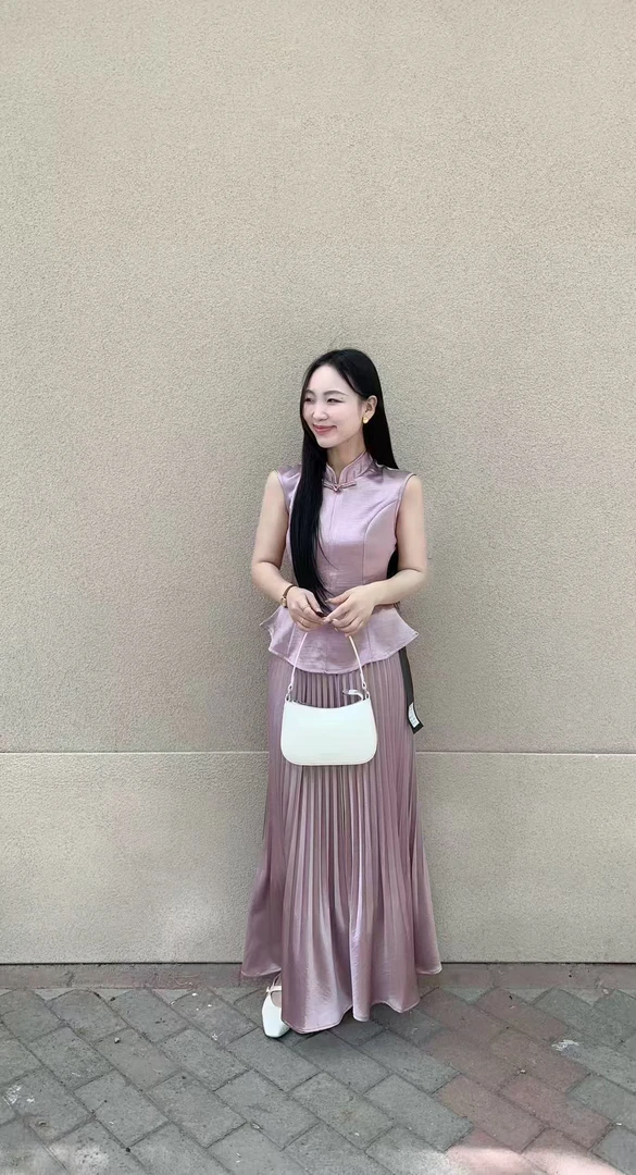 小码国风高级感醋酸无袖上衣