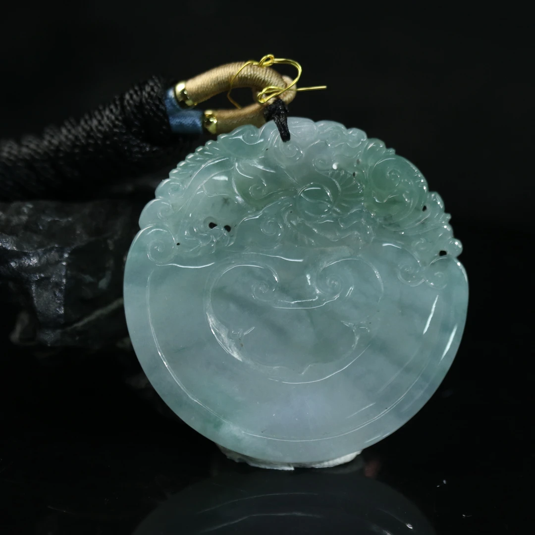 FC38天然缅甸翡翠A货龙凤圆牌/401829/保利厦门拍卖