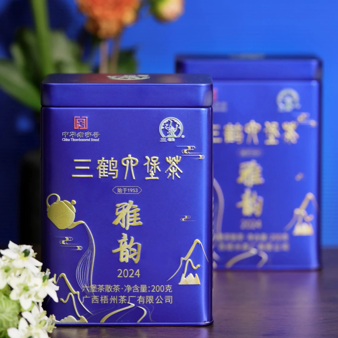 三鹤六堡茶【雅韵2024】陈香花香2022陈化200g/罐