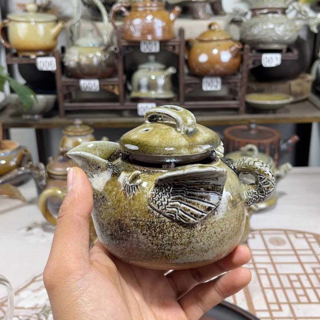 柴烧手抓壶，古法传承裸坯柴烧