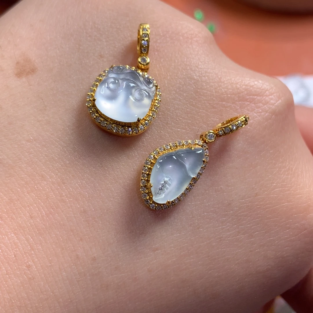 翡翠未镶嵌颈饰蟹钳成品/如意成品