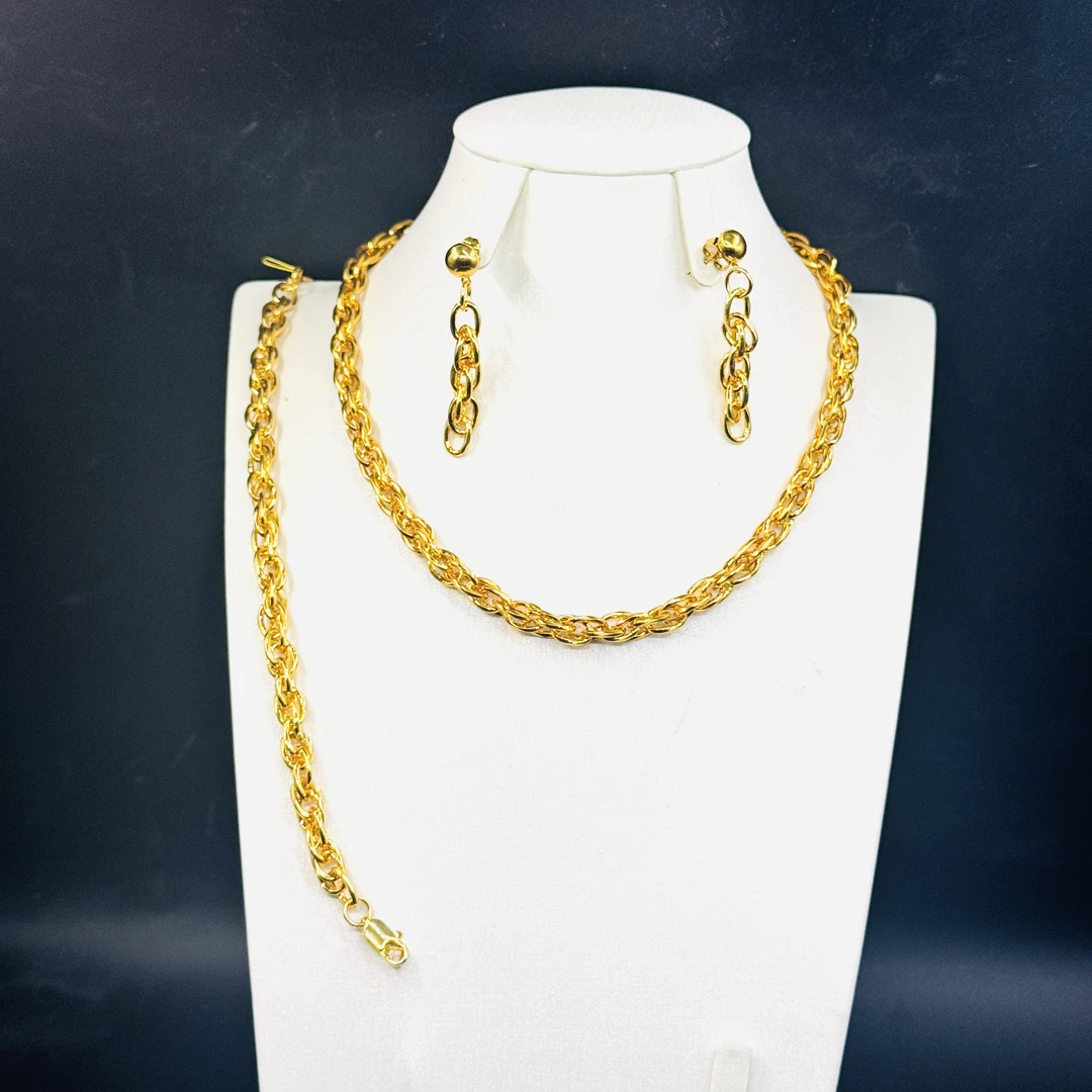 黄铜项链 TJ198 铜首饰 项链手链耳环三件套