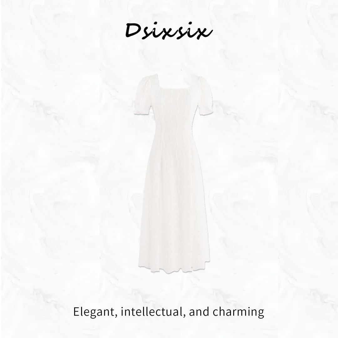 YeahMe/也觅【森屿白露】夏季新款气质方领设计感小众连衣裙后妈裙