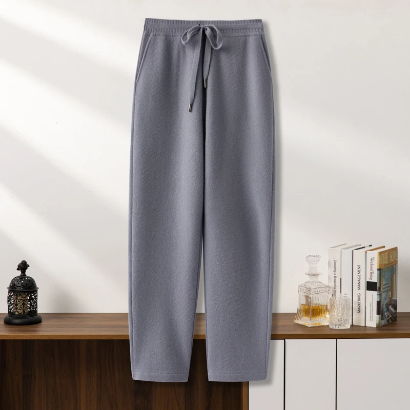 【不议价】男士750克纯山羊绒裤高腰爆款斜纹加厚宽松裤子直筒裤