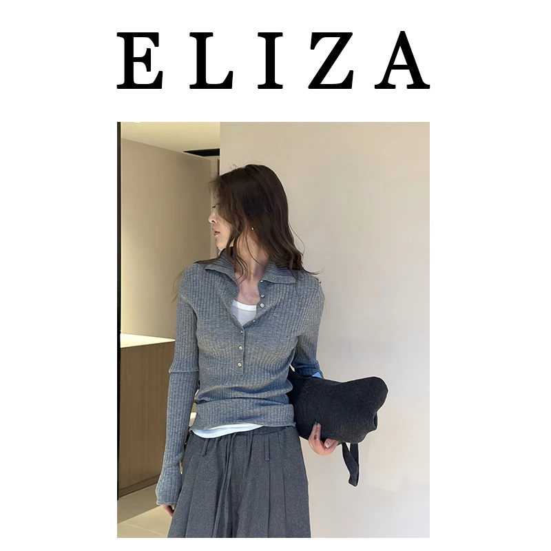 ElizaDushKu丨设计感百搭修身显瘦大翻领扭结门襟上衣WC-D1477