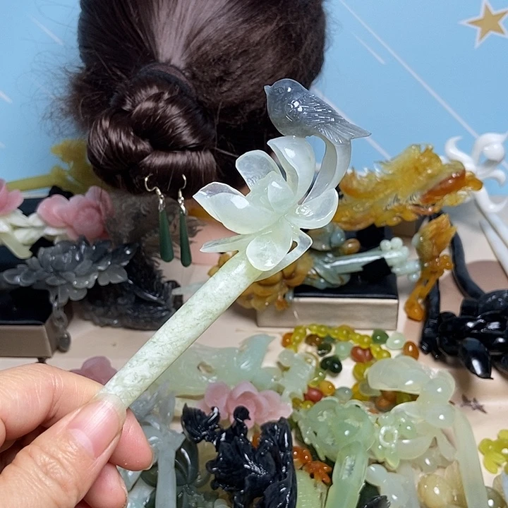 ᨦ***ദ岫玉未镶嵌发簪发簪