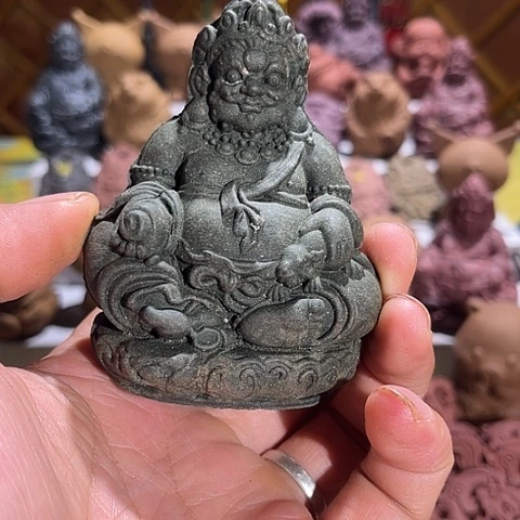 泥塑蓝药师黄财神瑕疵款介意勿拍