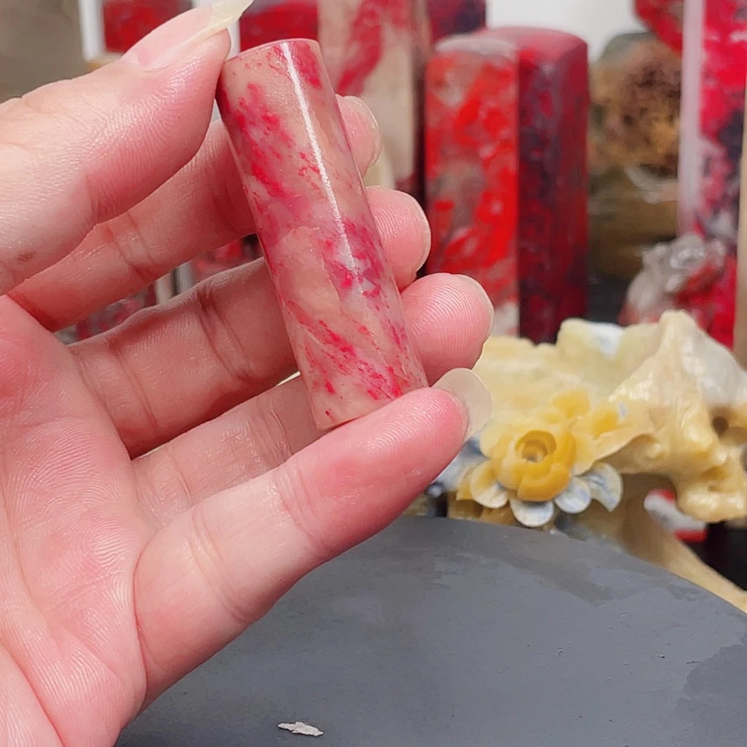 昌化石印石藕粉冻鸡血石