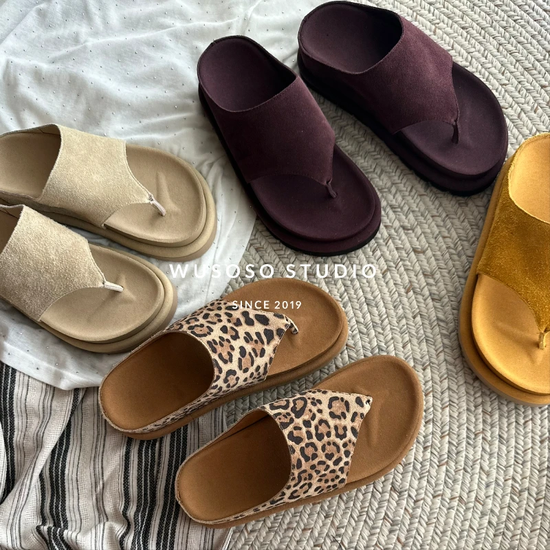 【soso】25ss｜极简老钱风真皮人字夹脚拖鞋