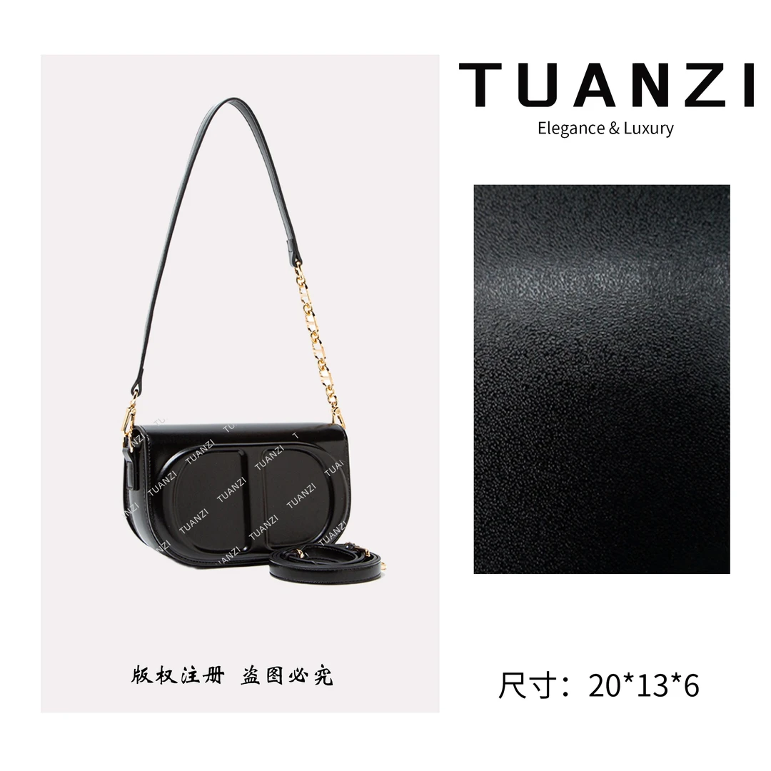 TUANZI【Signature＆Hobo】迪家新款单肩斜挎女包 QYX-9899-黑色