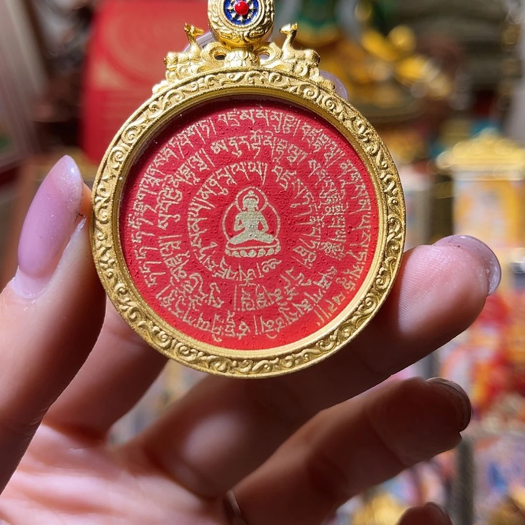 吊坠青海热贡手绘唐卡百字明3.5