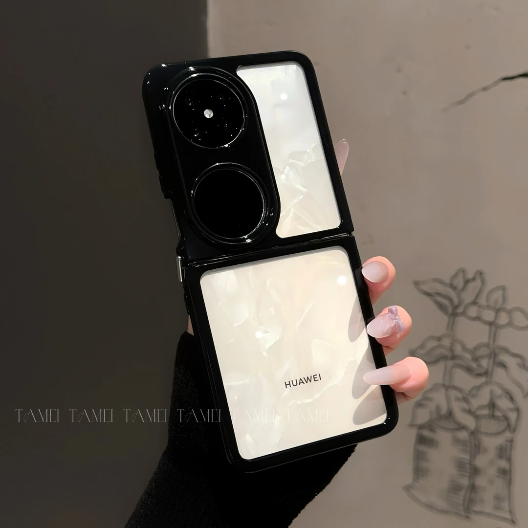 适用于华为POCKET2手机壳奶油壳FINDN3FLIP透明支架华2024高级感