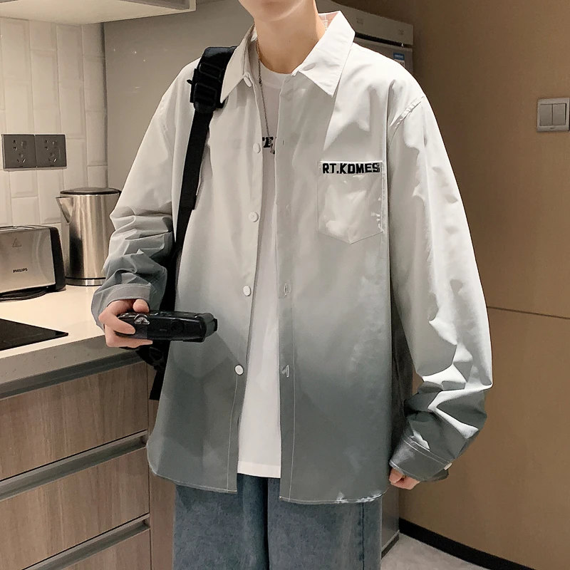 衬衫男长袖春夏款青少年衬衣春夏季初高中学生宽松薄外套衣服男DS