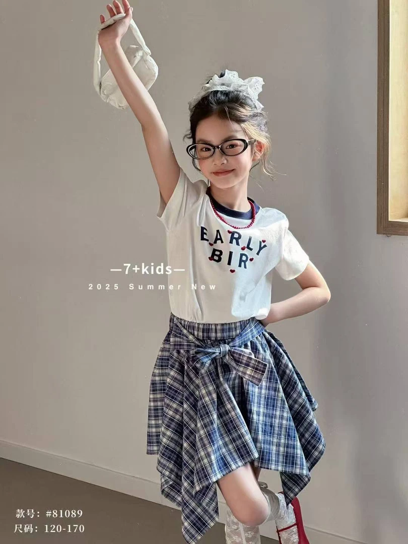 1089童装格子裙学院风套装