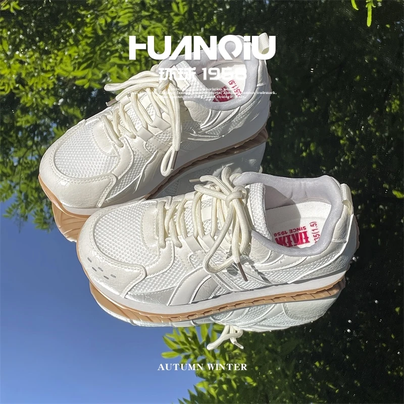 HUANQIU/环球时尚网面跑步鞋女2025新款耐磨减震百搭休闲运动鞋女