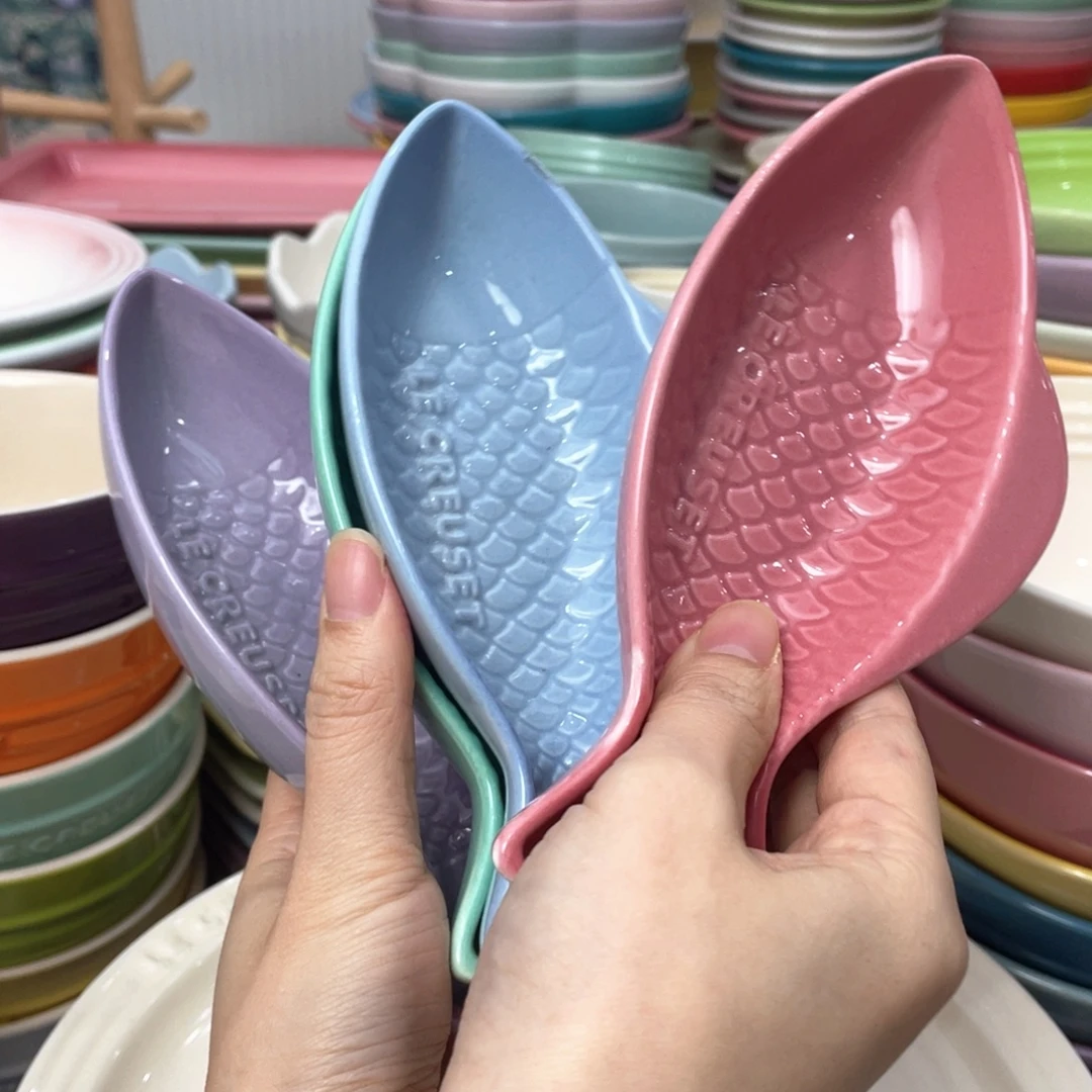 瓷片微瑕4个小鱼蘸料碟