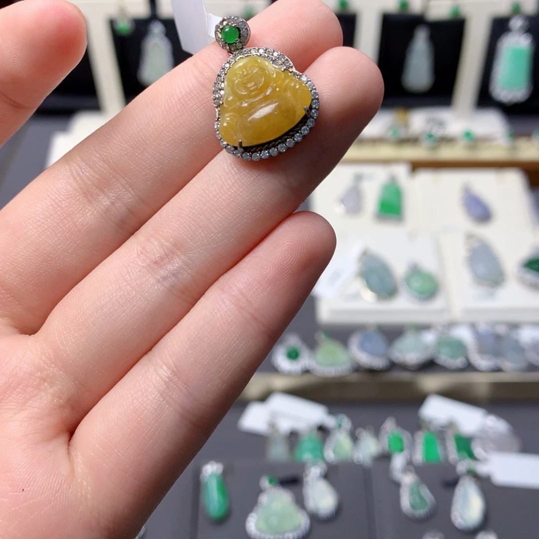 翡翠银S925镶嵌挂件