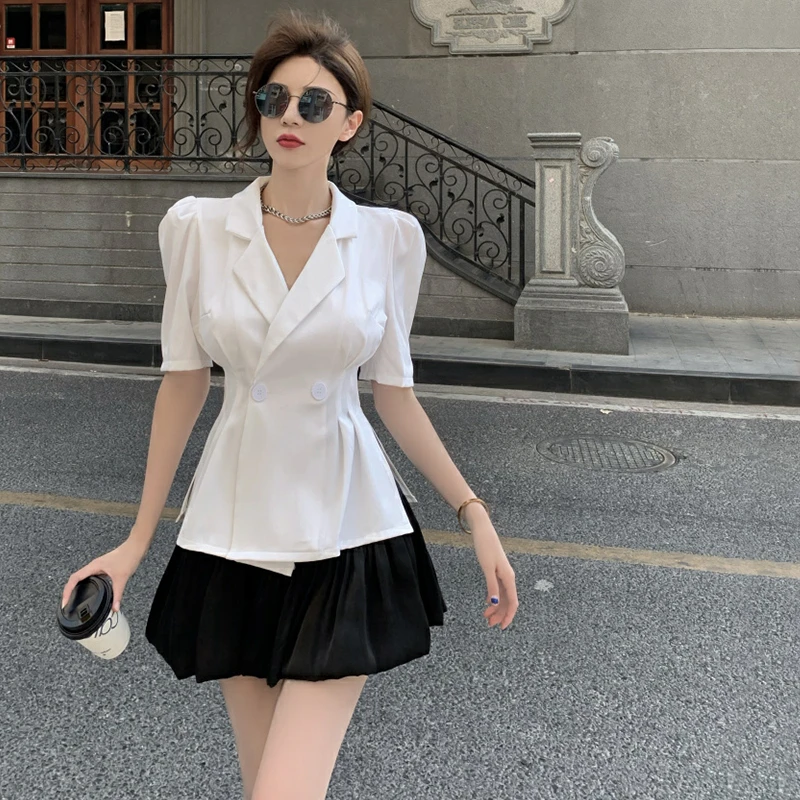 减龄炸街西装套装女夏季2025年新款休闲职业气场网红半身裙两件套