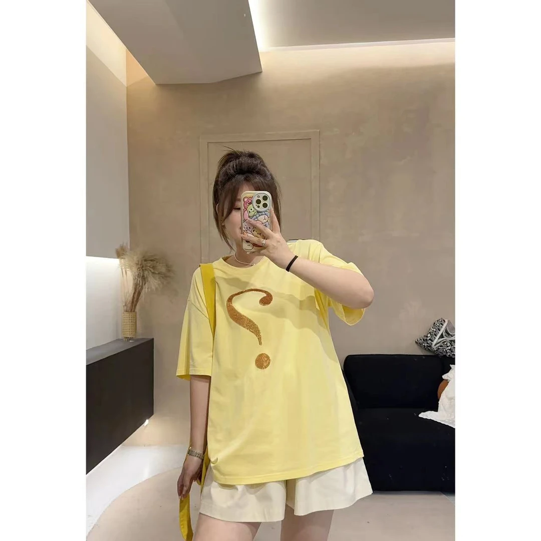 晶咕【问号T】百搭个性趣味问号小亮片上衣T恤时尚休闲夏季短袖