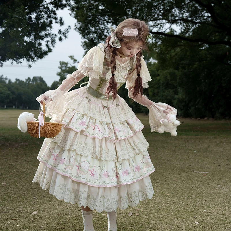 【现货】小兔日常jsk猫芮可原创lolita日常优雅cla夏季印花lo裙