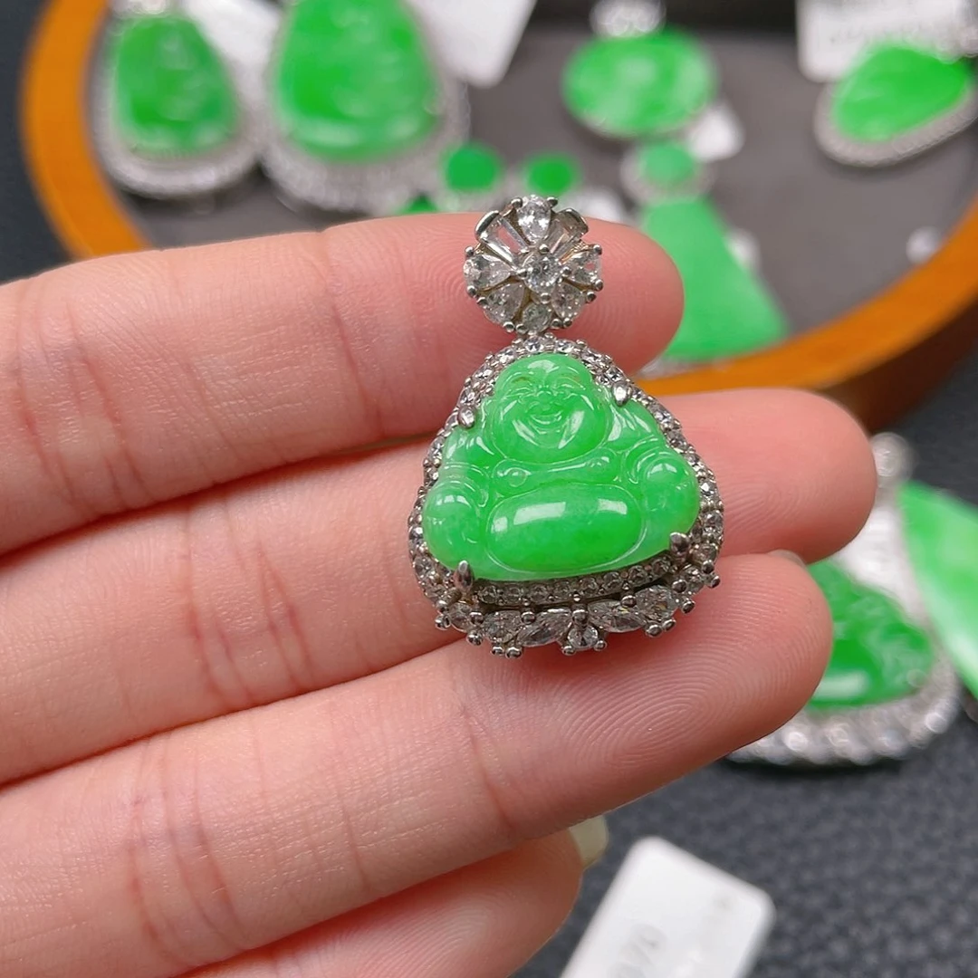 【闪购商品】翡翠吊坠(不含链)银S925镶嵌梵*宝