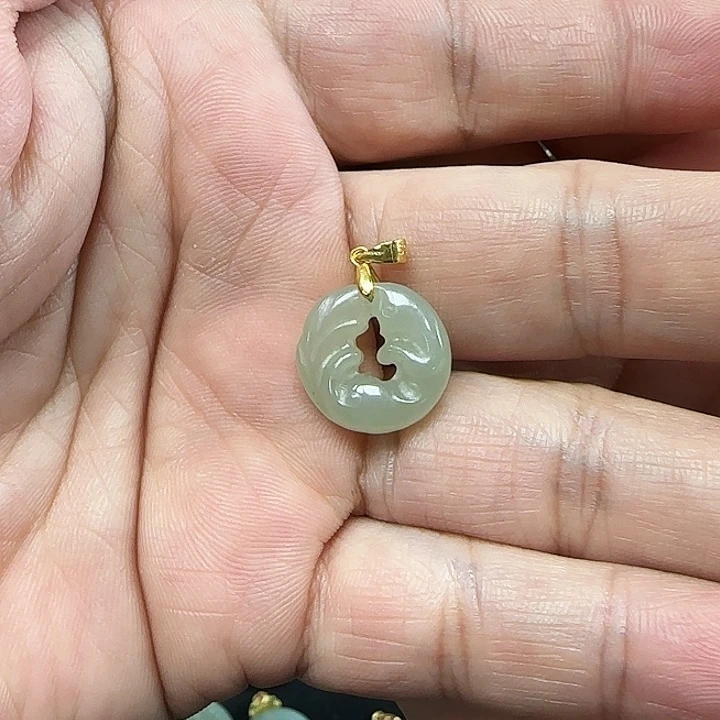 和田玉颈饰银S925镶嵌