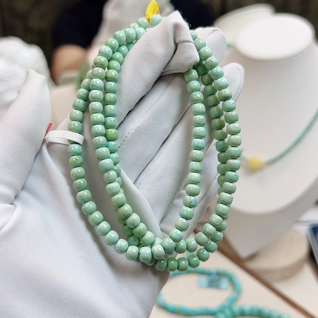 绿松石未镶嵌果绿108卡5+