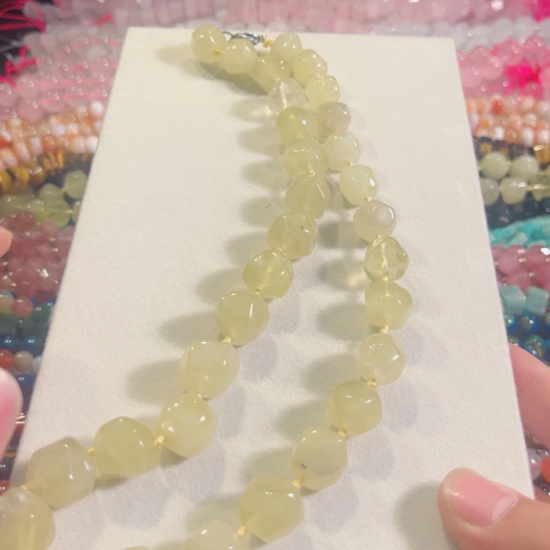 玛瑙/玉髓合金珠宝半成品柠檬水晶切面塔链一条