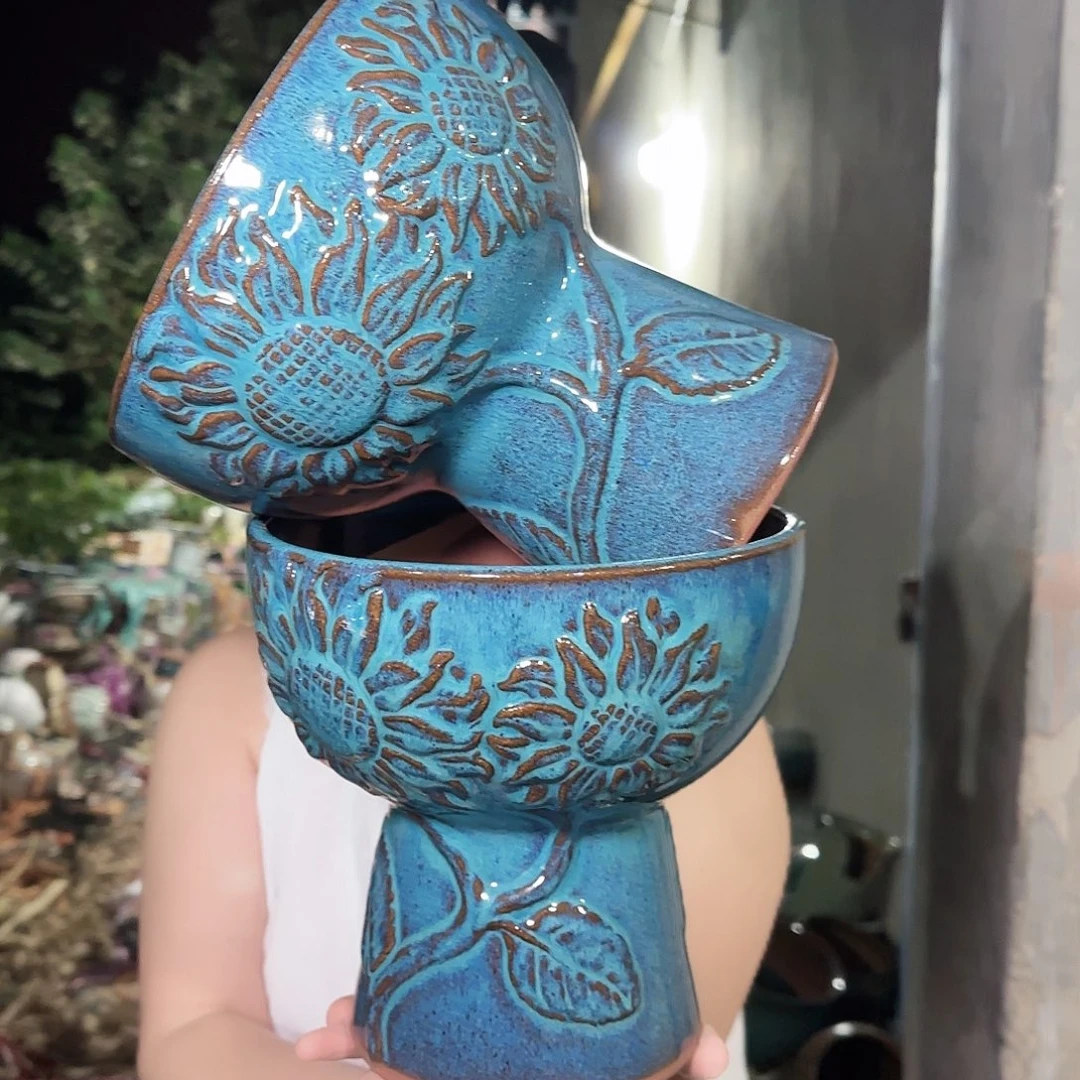 紫砂花盆高20口21