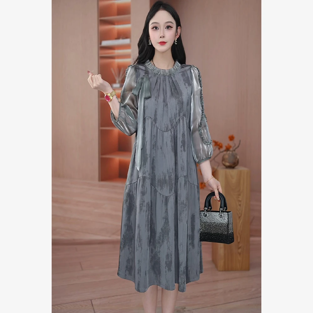 2025新款夏季新款时尚气质设计感遮肉显瘦中长款连衣裙#B15