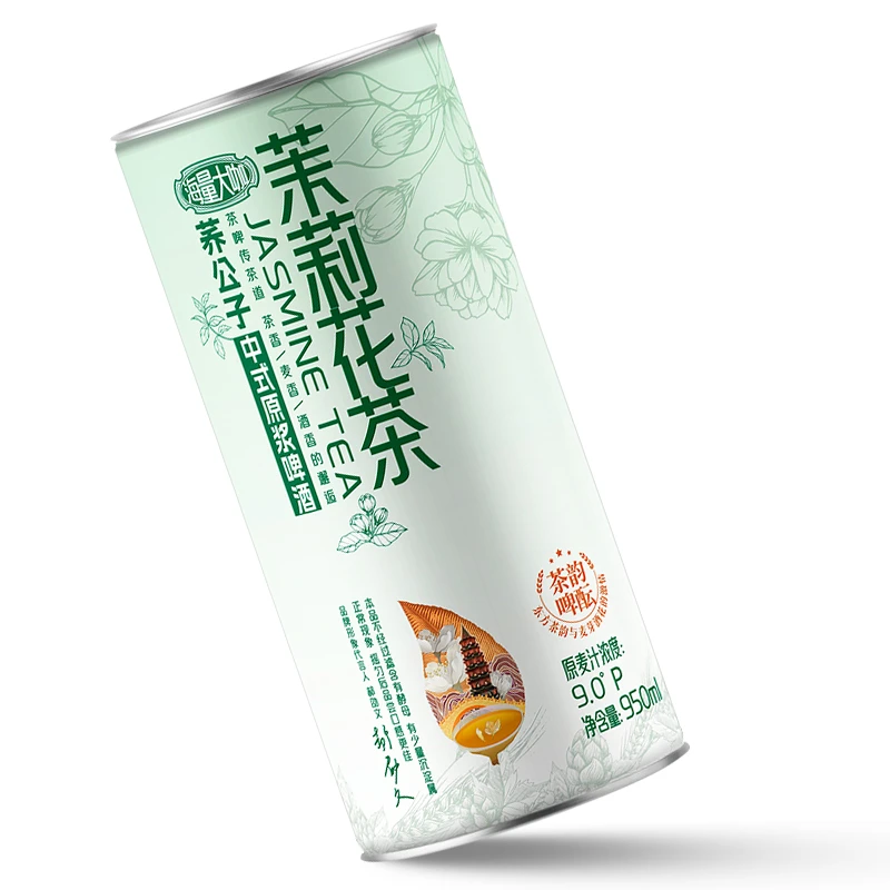 荞公子950ML大桶扎啤茉莉花茶叶啤酒 麦香十足茶香四溢