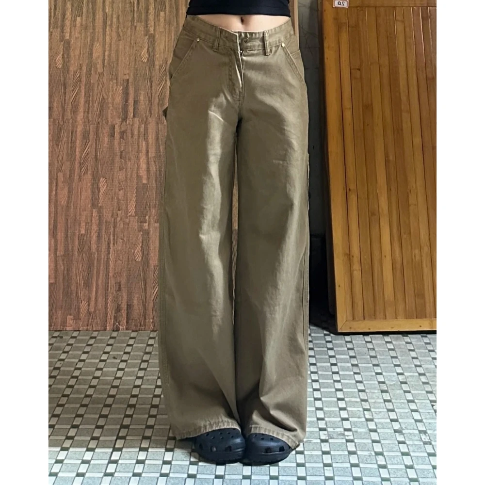 美式复古水洗百搭慵懒感牛仔裤女2025冬季新款遮胯垂感阔腿直筒裤