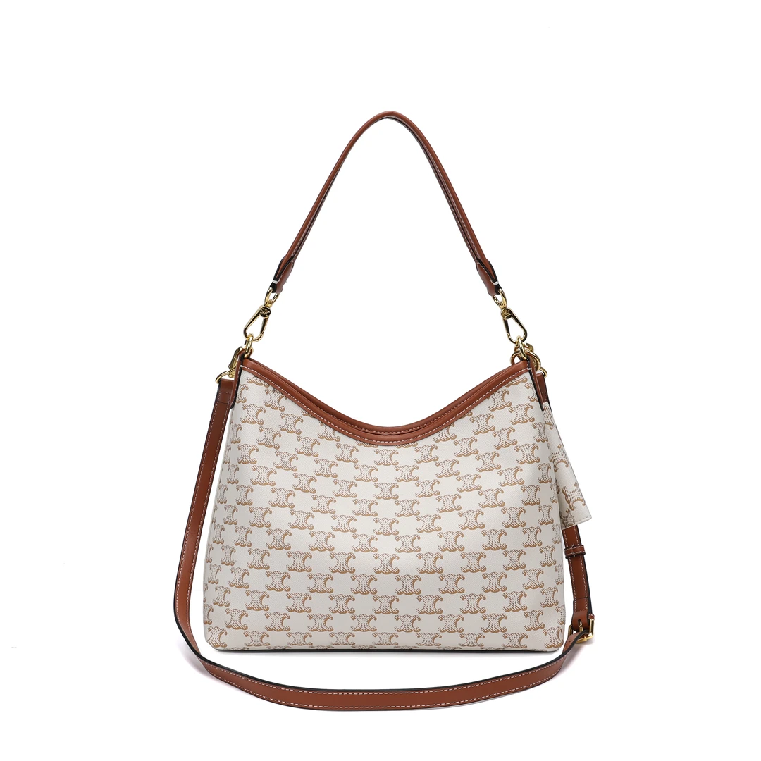 轻奢时尚米白单间斜跨女包