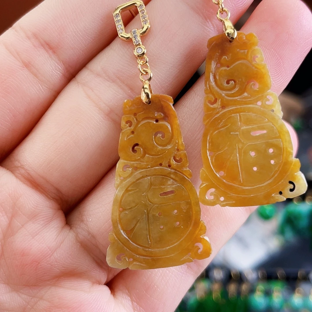 银S925镶嵌翡翠耳饰