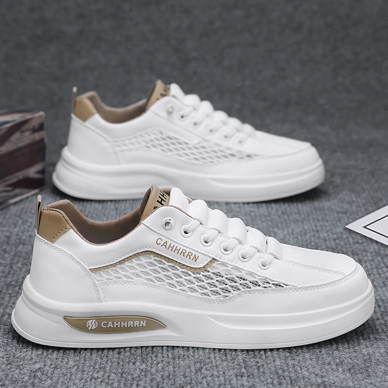 【设计师款】男鞋2025春季新款透气休闲网面鞋时尚百搭板鞋街头潮鞋