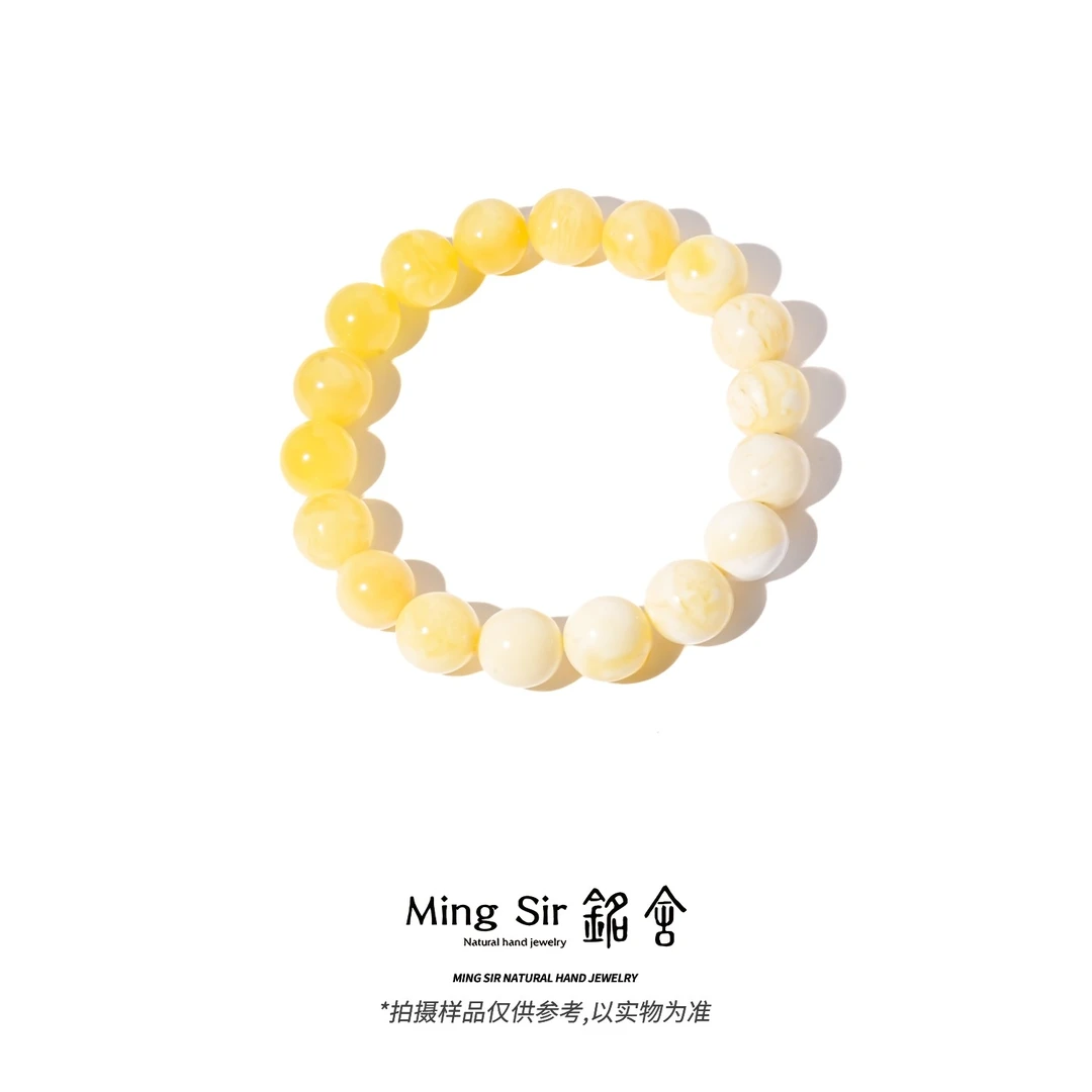 【铭舍 月相】天然俄料蜜蜡手串圆珠渐变单圈百搭气质简约素圈