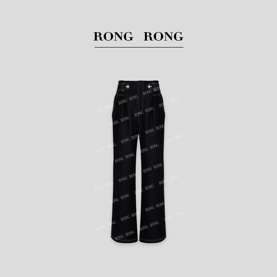 溶溶J【黑胶费城】RONGRONG 百搭原创时尚休闲直筒牛仔裤ECAC229KC