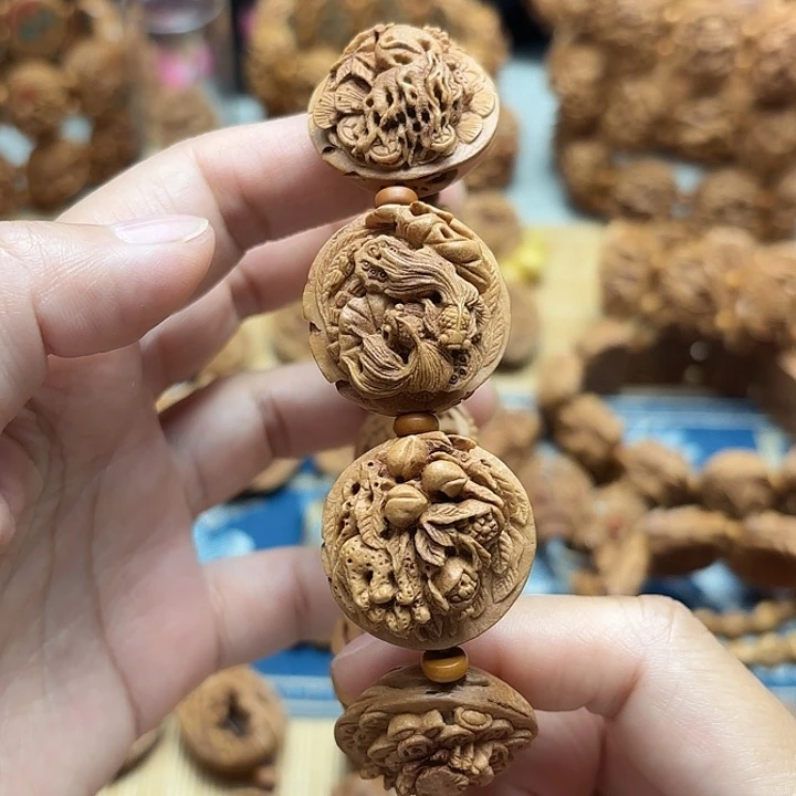 手串/手链核桃桃核雕刻吉祥八宝手串