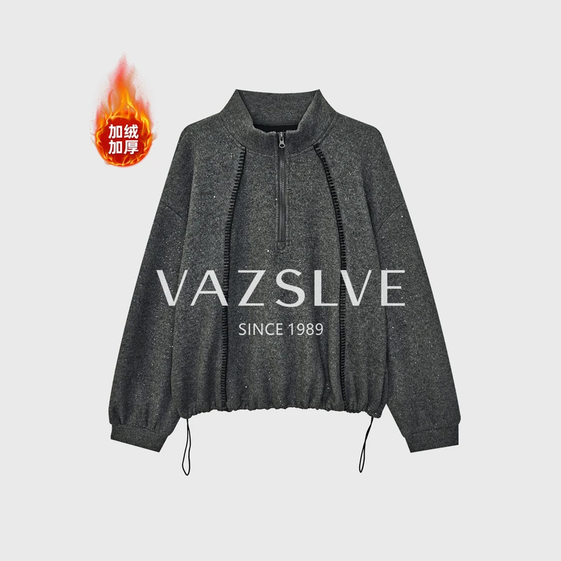 【广州微姐】重工烫钻满天星显瘦休闲卫衣WY1535